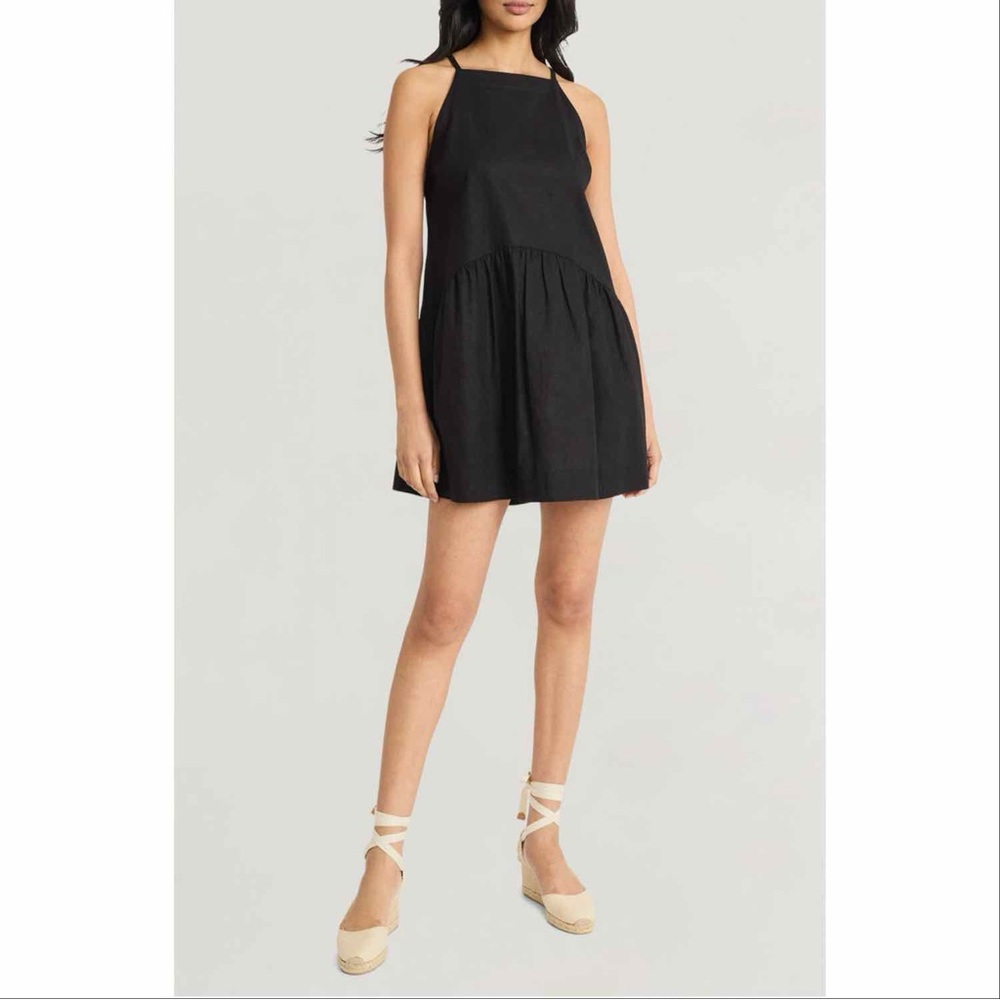 The Good Journey keyhole Linen Blend Minidress